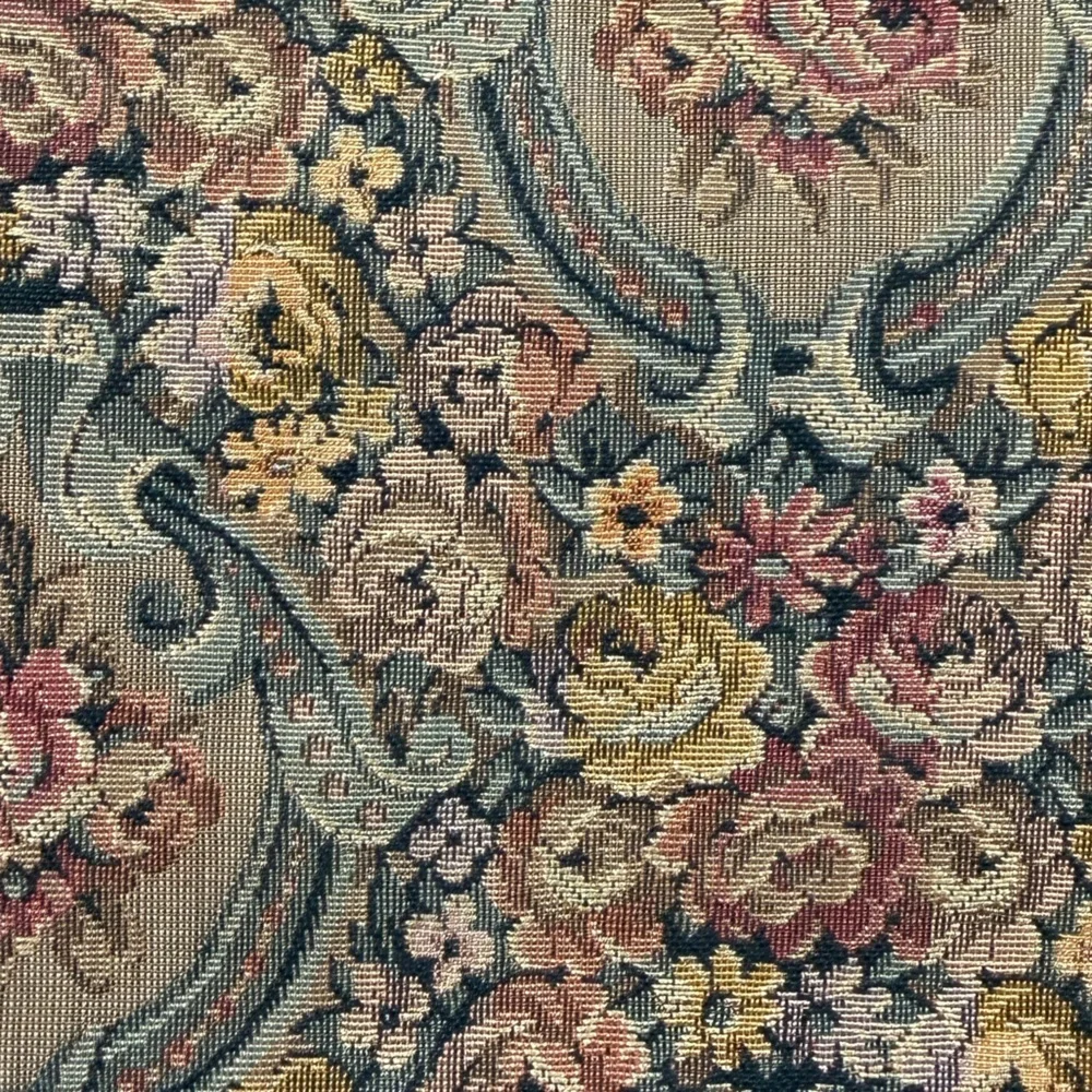 VTG Floral Tapestry Fabric Kiss Lock Clutch Hand Bag Purse Hide-able Chain Strap_7